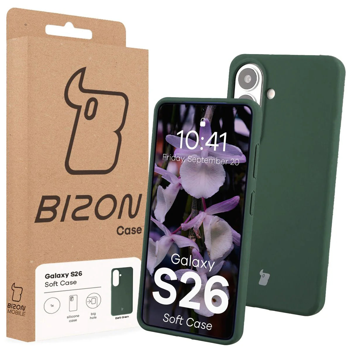 Silikon Handyhülle für Galaxy S26, Bizon Soft Case, Dunkelgrün