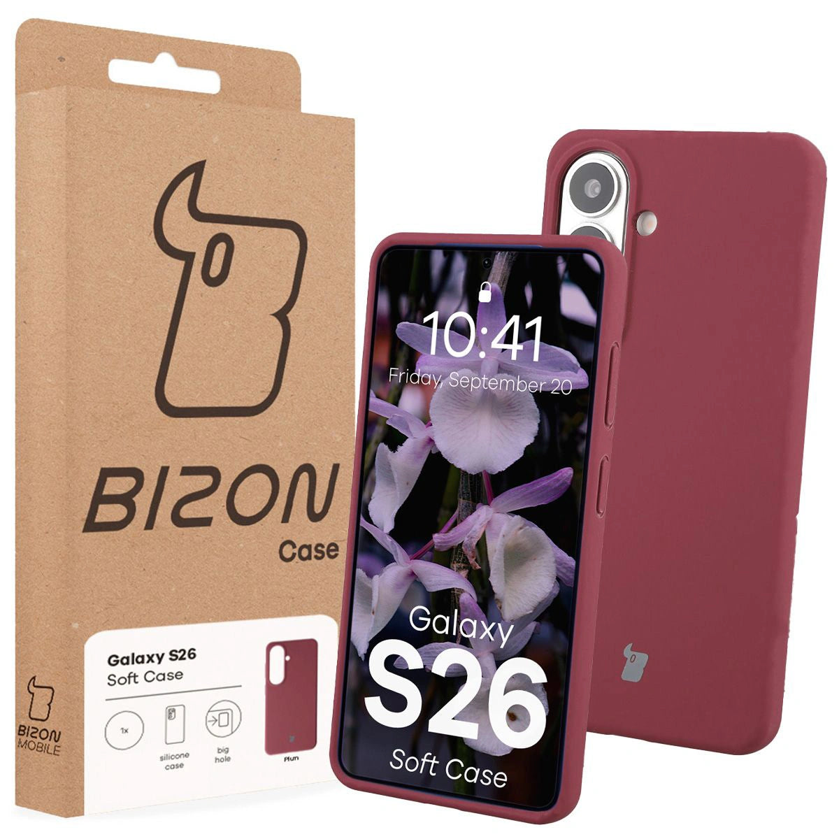 Silikon Handyhülle für Galaxy S26, Bizon Soft Case, Pflaumenfarbe
