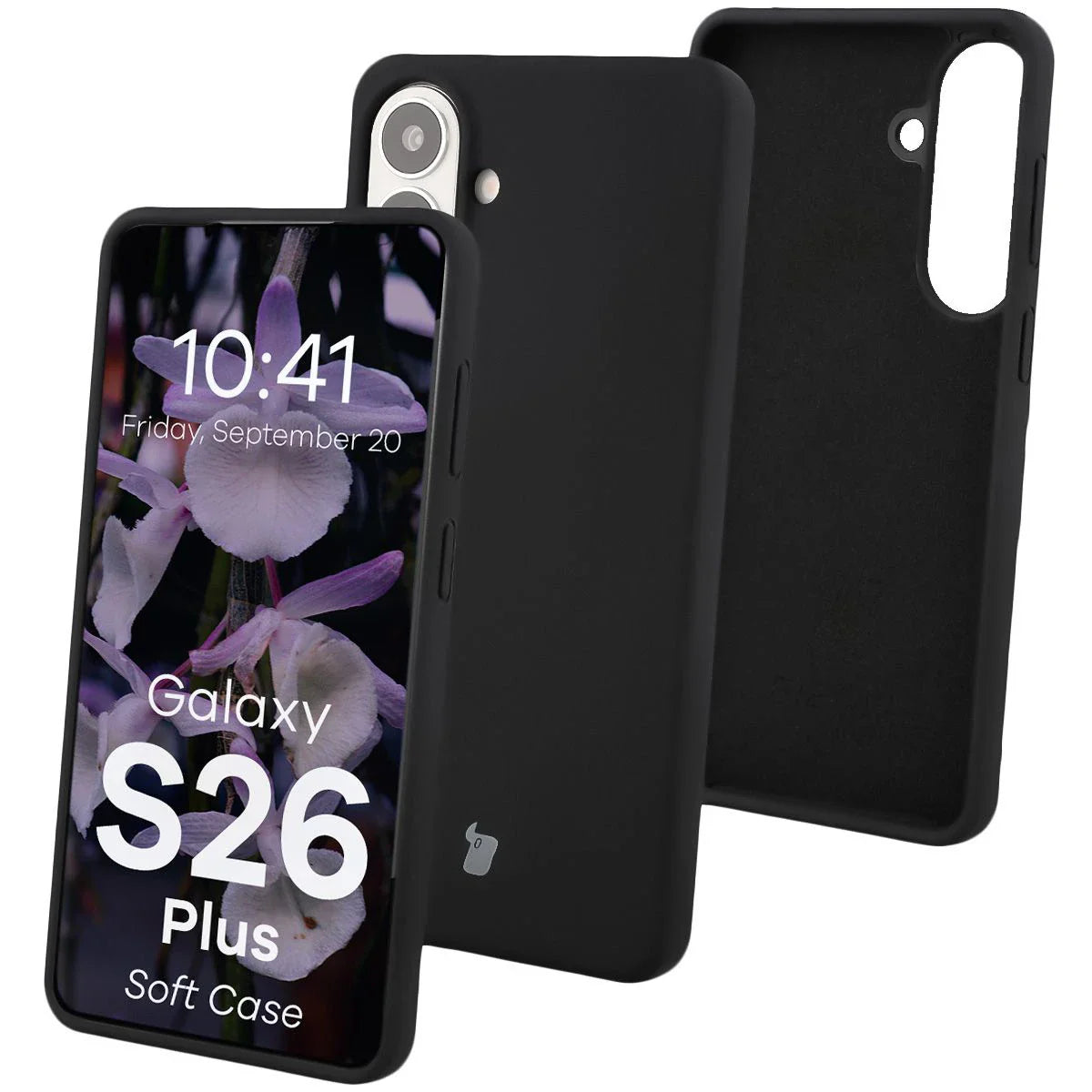 Silikon Handyhülle für Galaxy S26 Plus, Bizon Soft Case, Schwarz