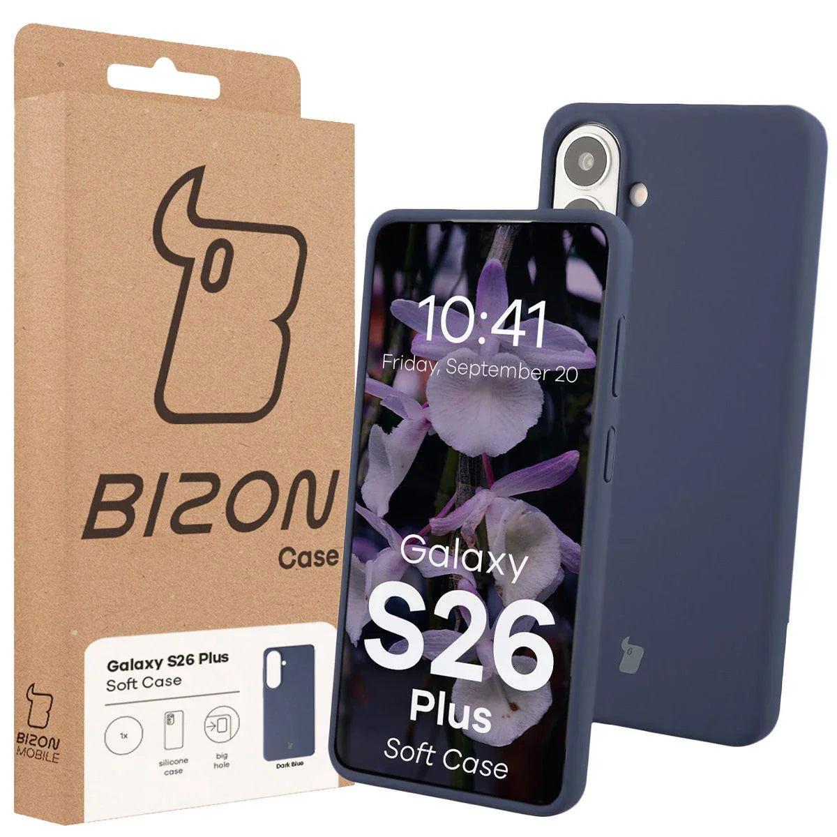 Silikon Handyhülle für Galaxy S26 Plus, Bizon Soft Case, Dunkelblau