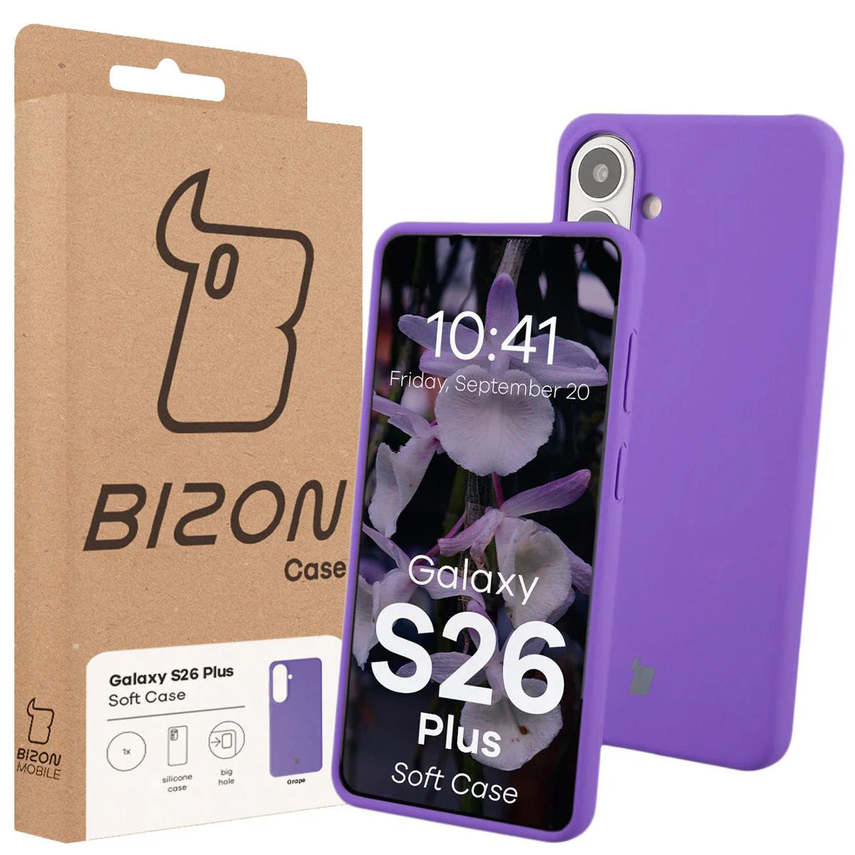 Silikon Handyhülle für Galaxy S26 Plus, Bizon Soft Case, Violett