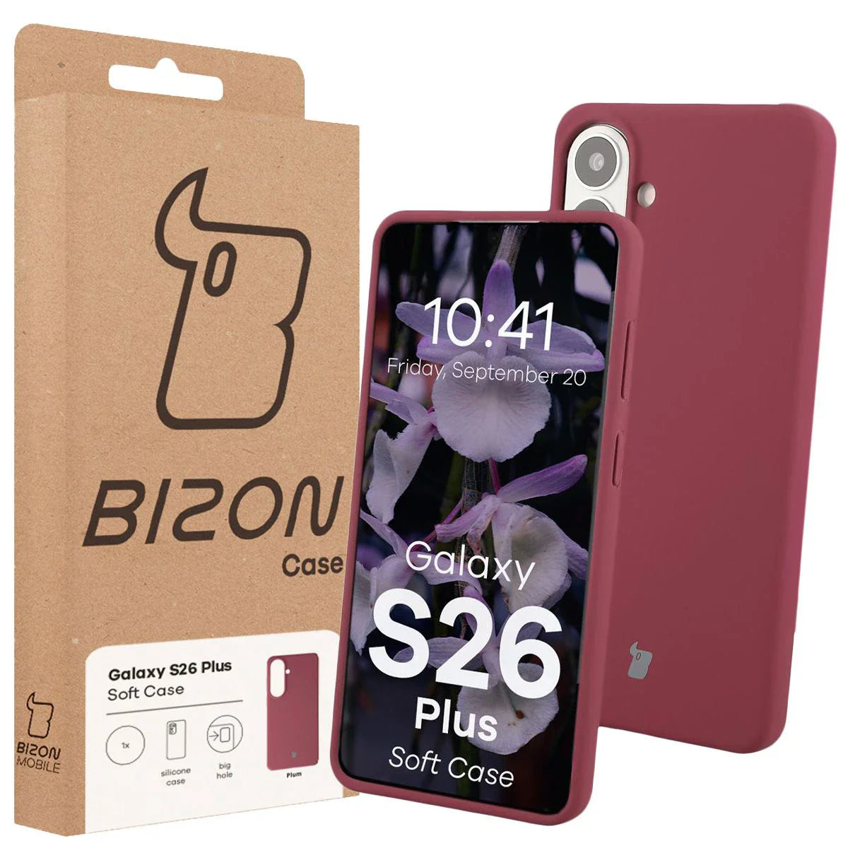 Silikon Handyhülle für Galaxy S26 Plus, Bizon Soft Case, Pflaumenfarbe