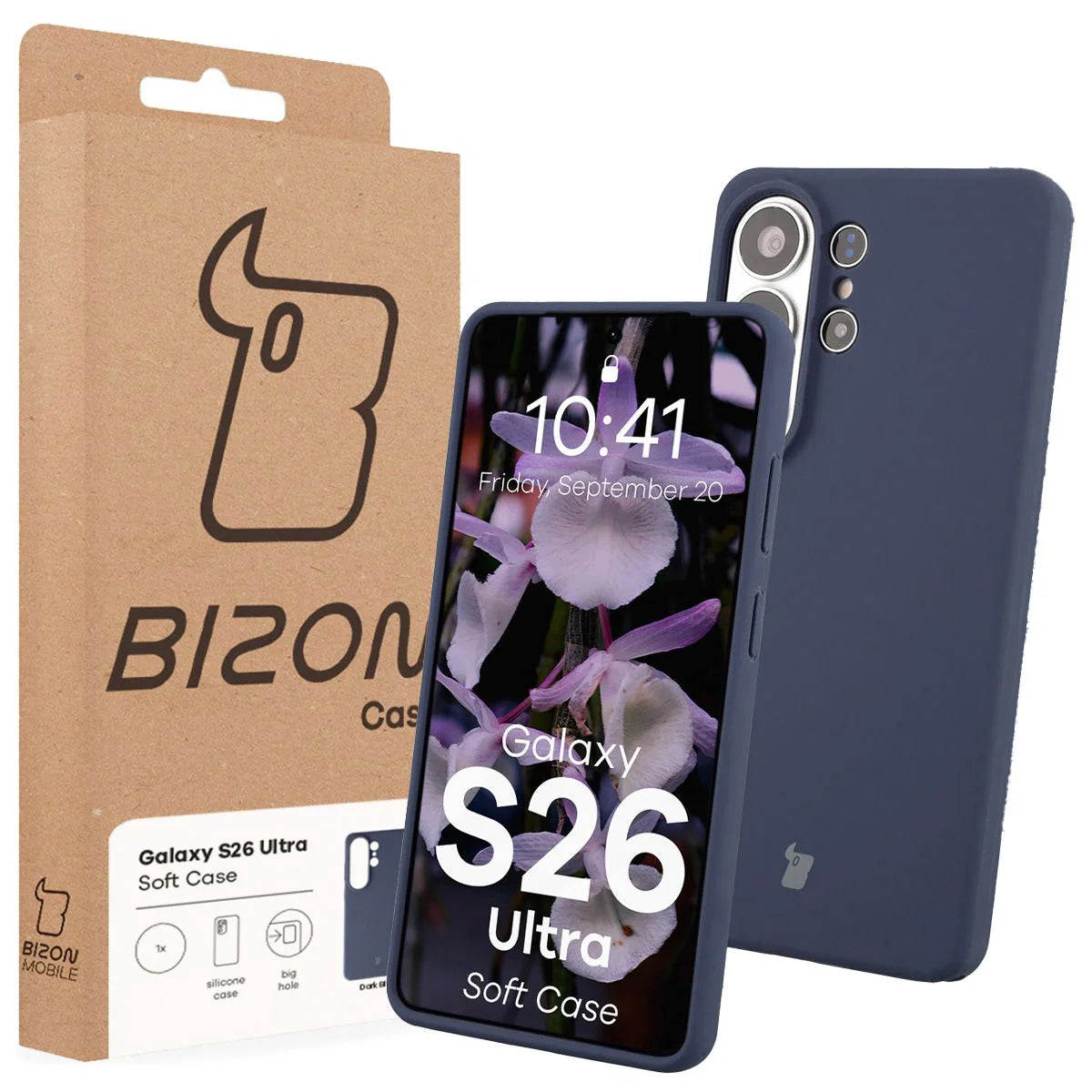 Silikon Handyhülle für Galaxy S26 Ultra, Bizon Soft Case, Dunkelblau