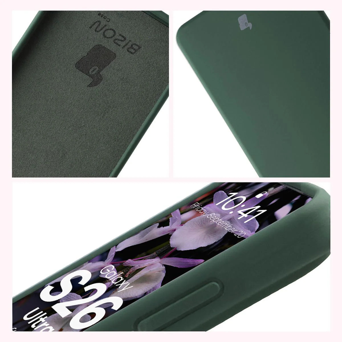 Silikon Handyhülle für Galaxy S26 Ultra, Bizon Soft Case, Dunkelgrün