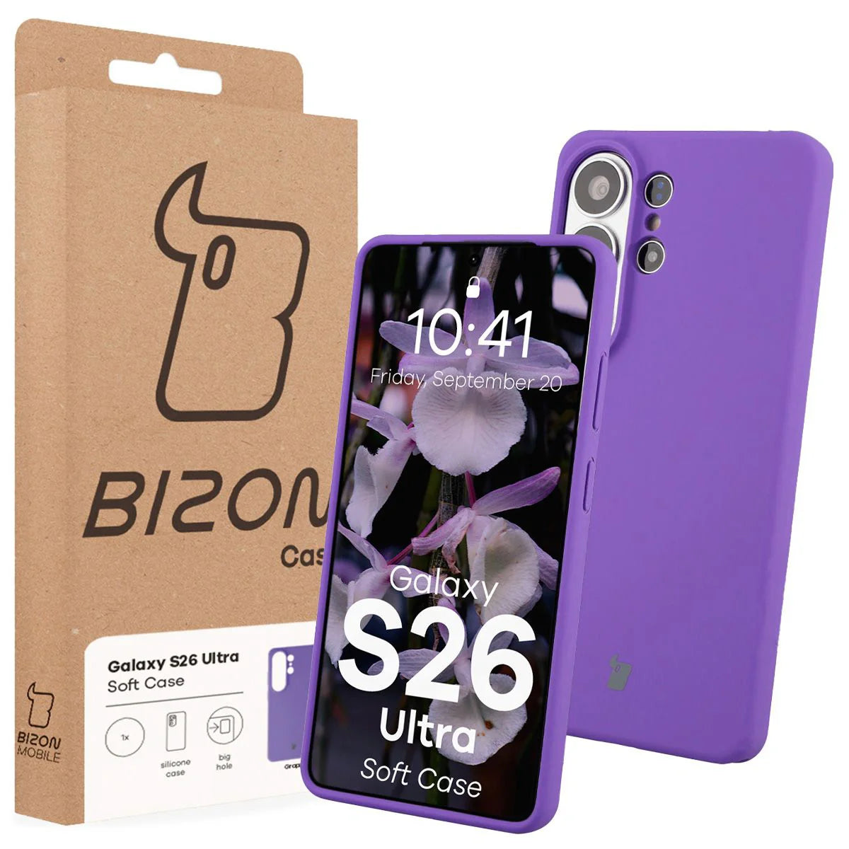 Silikon Handyhülle für Galaxy S26 Ultra, Bizon Soft Case, Violett