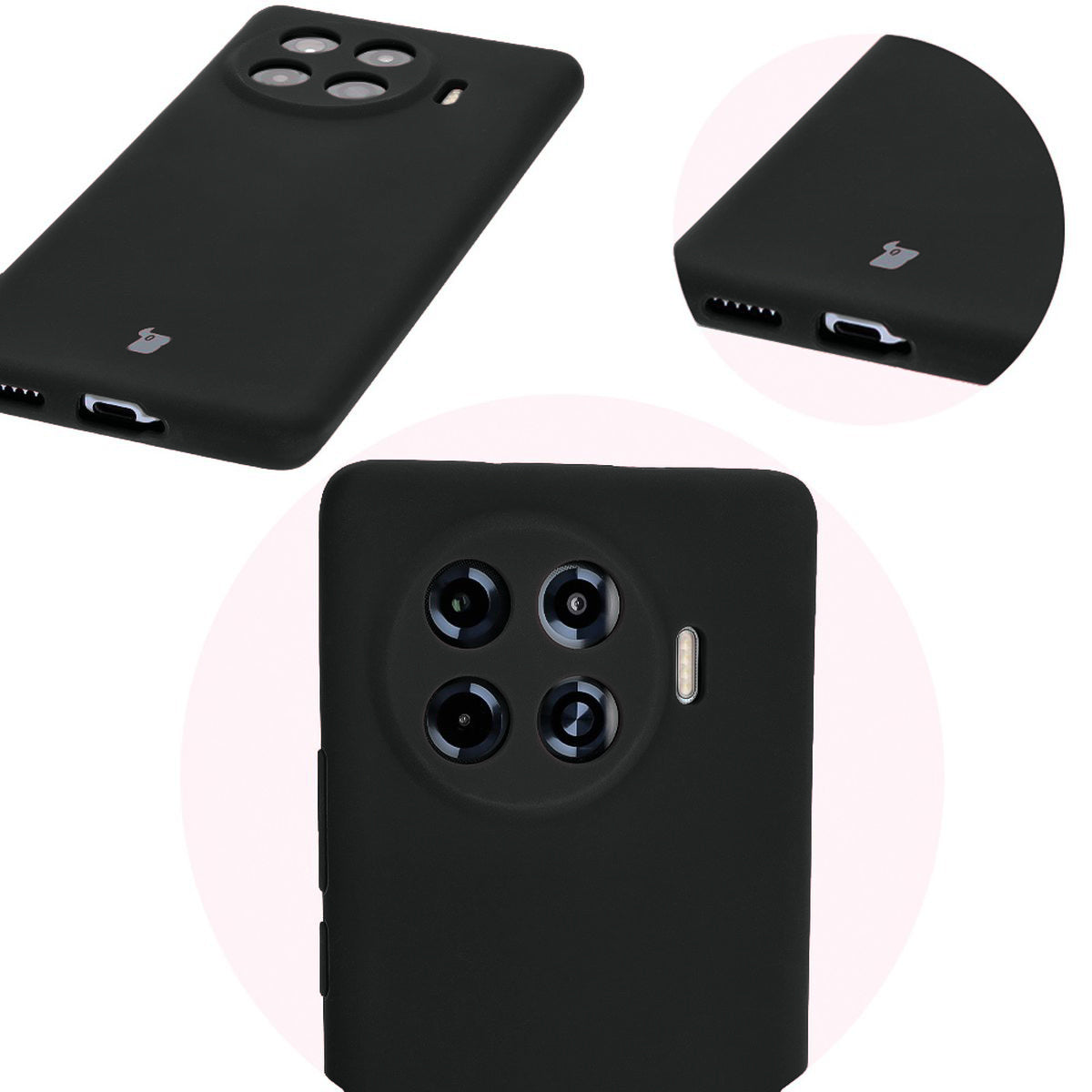 Silikon Handyhülle für Tecno Spark 20 Pro+, Bizon Soft Case, Schwarz