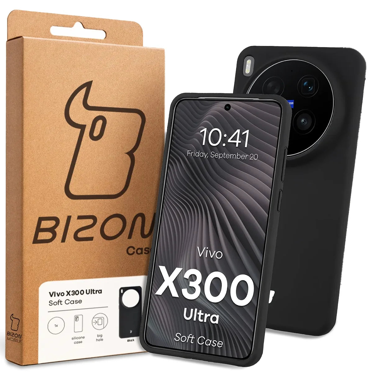 Silikon Handyhülle für Vivo X300 Ultra, Bizon Soft Case, Schwarz