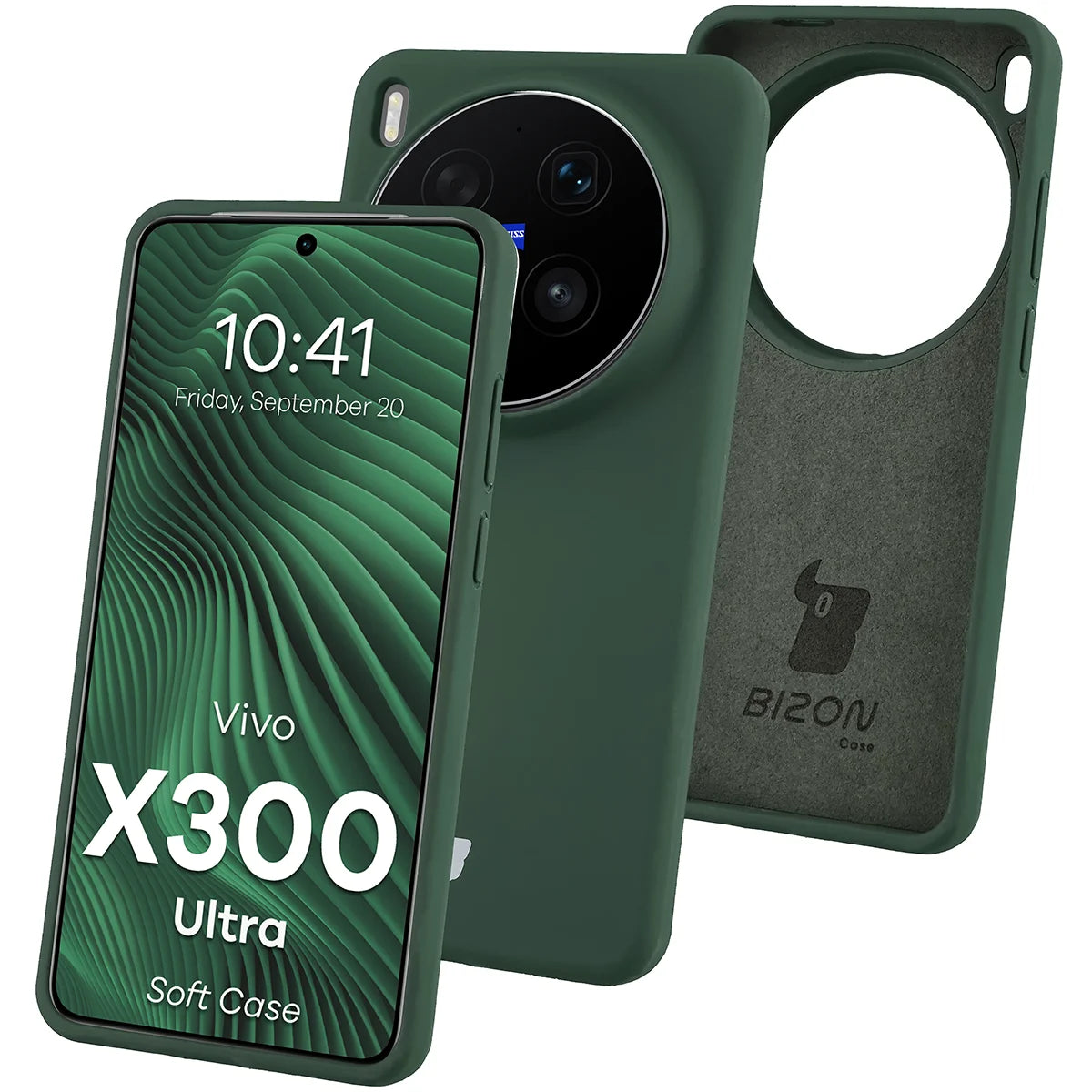 Silikon Handyhülle für Vivo X300 Ultra, Bizon Soft Case, Dunkelgrün