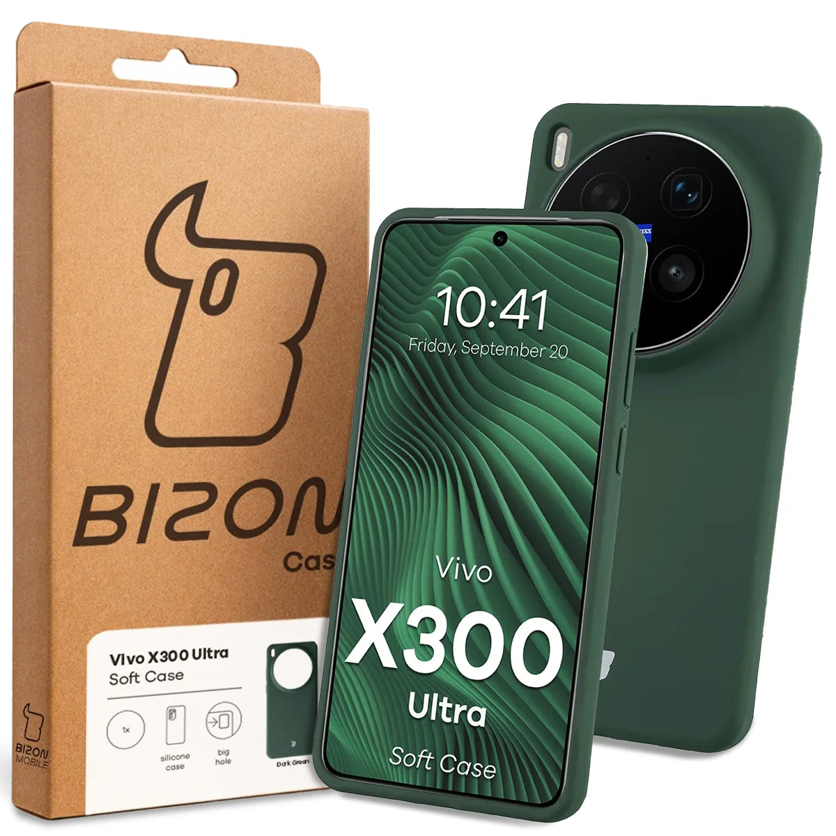 Silikon Handyhülle für Vivo X300 Ultra, Bizon Soft Case, Dunkelgrün