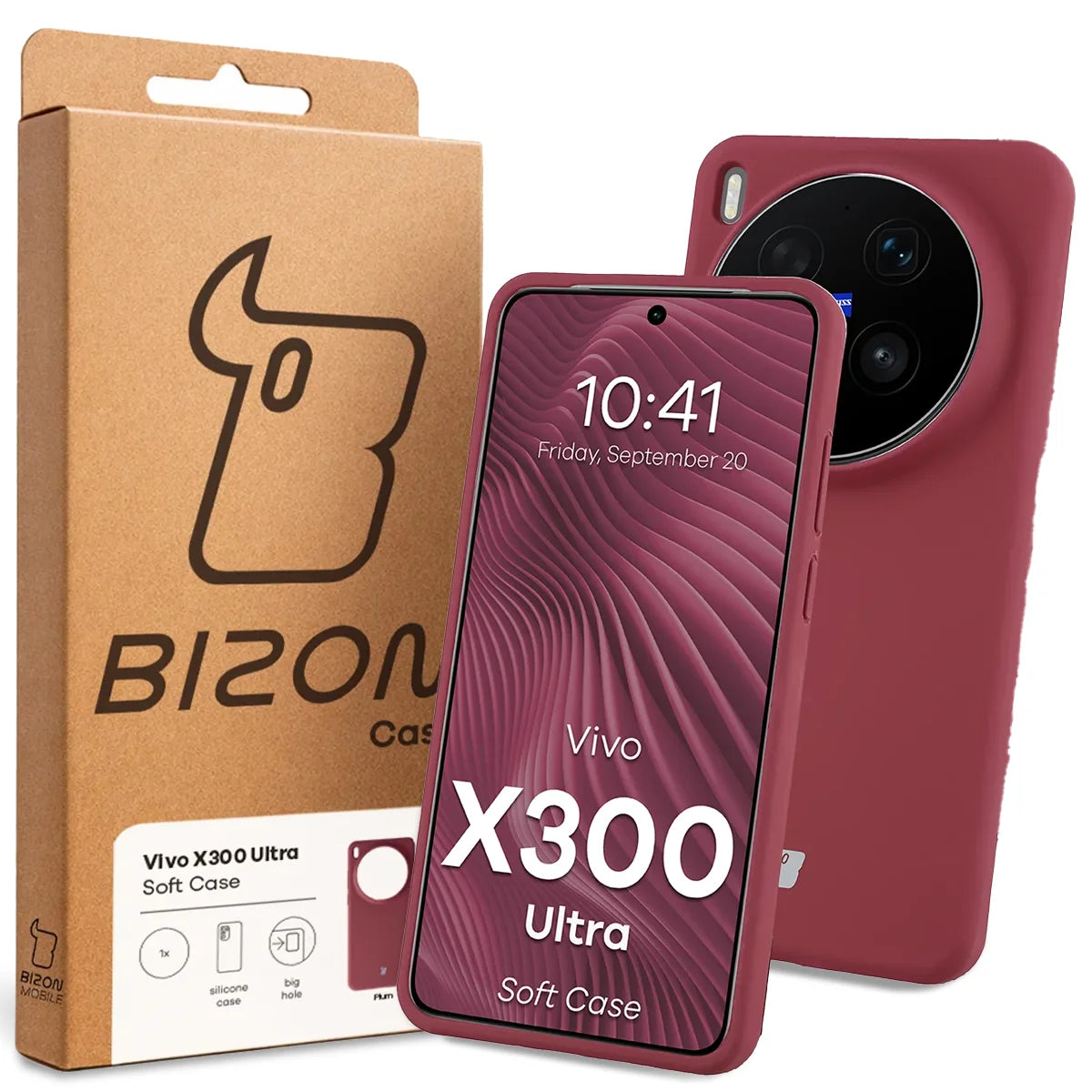 Silikon Handyhülle für Vivo X300 Ultra, Bizon Soft Case, Pflaumenfarbe