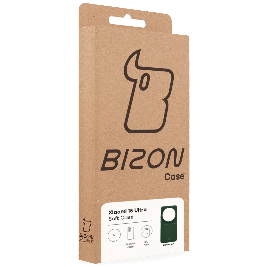 Silikon Handyhülle für Xiaomi 15 Ultra, Bizon Soft Case, Dunkelgrün