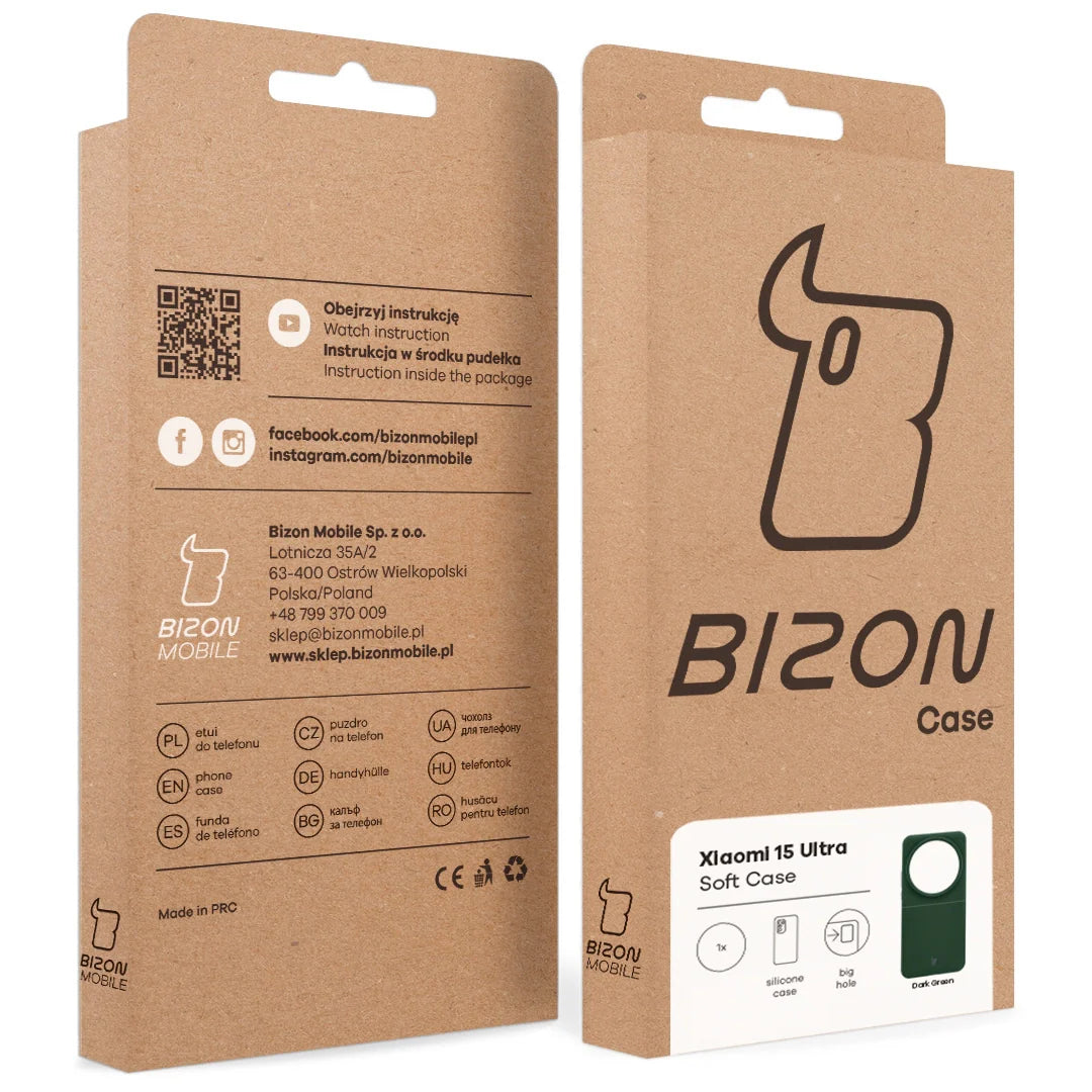 Silikon Handyhülle für Xiaomi 15 Ultra, Bizon Soft Case, Dunkelgrün