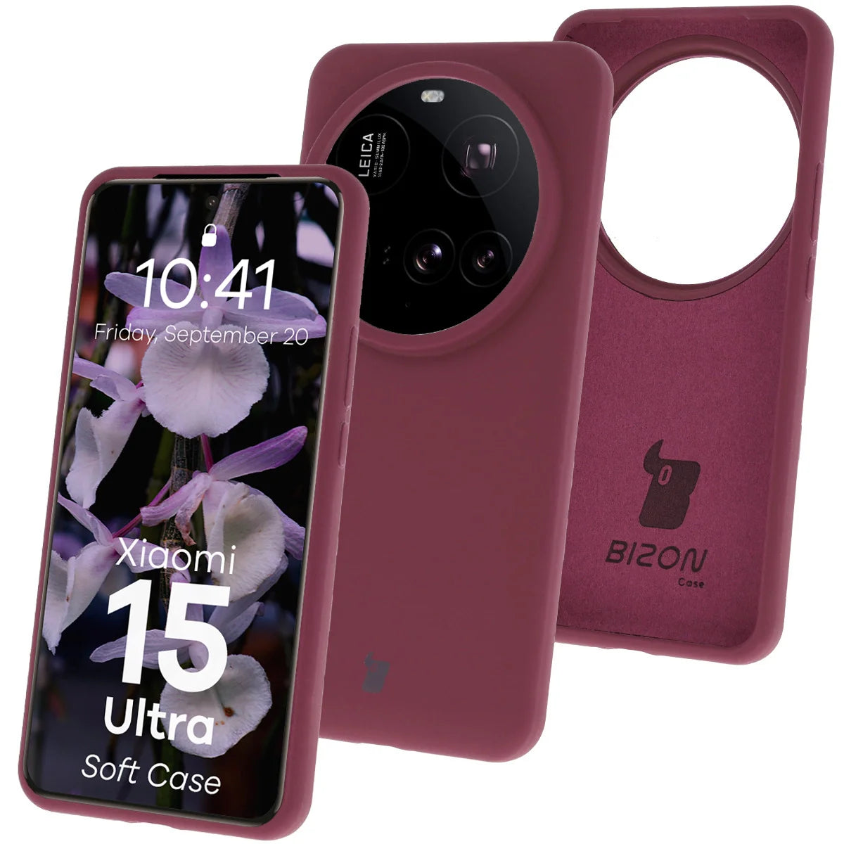 Silikon Handyhülle für Xiaomi 15 Ultra, Bizon Soft Case, Pflaumenfarbe