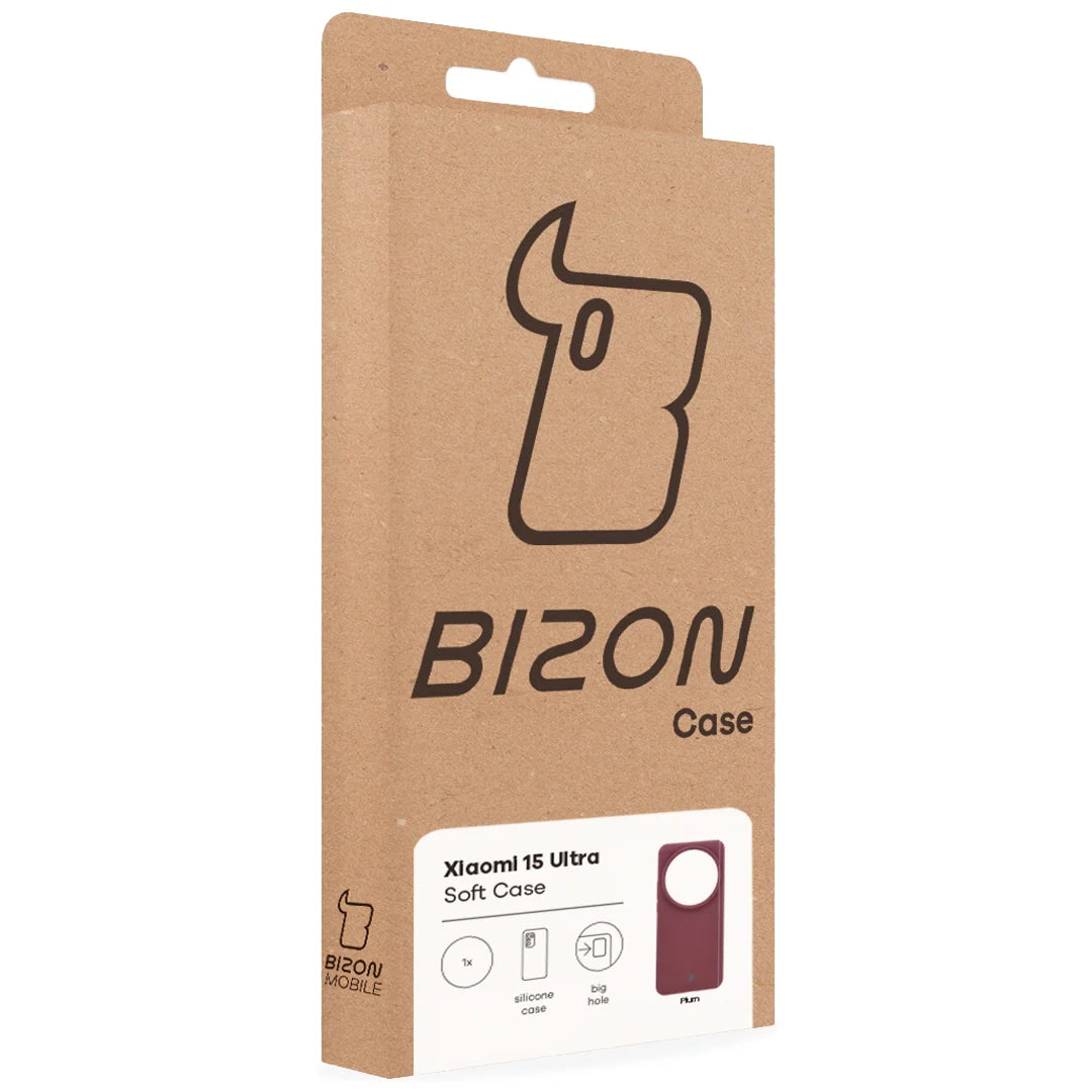 Silikon Handyhülle für Xiaomi 15 Ultra, Bizon Soft Case, Pflaumenfarbe
