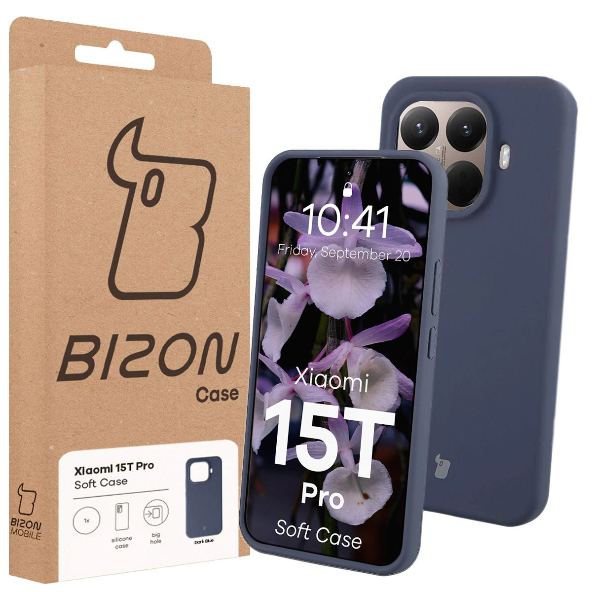 Silikon Handyhülle für Xiaomi 15T Pro, Bizon Soft Case, Dunkelblau