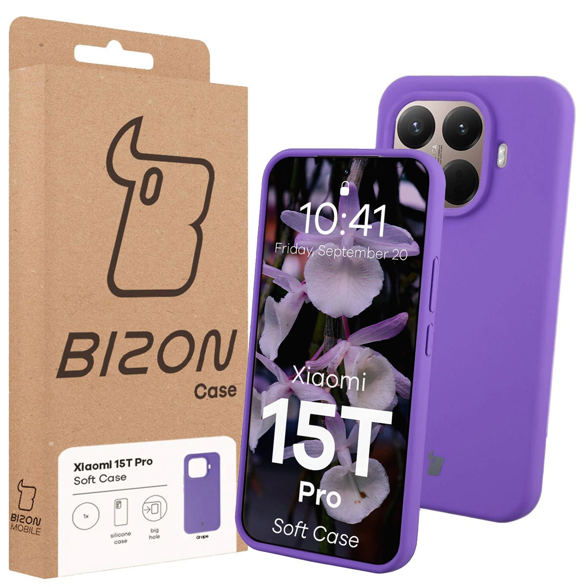 Silikon Handyhülle für Xiaomi 15T Pro, Bizon Soft Case, Violett