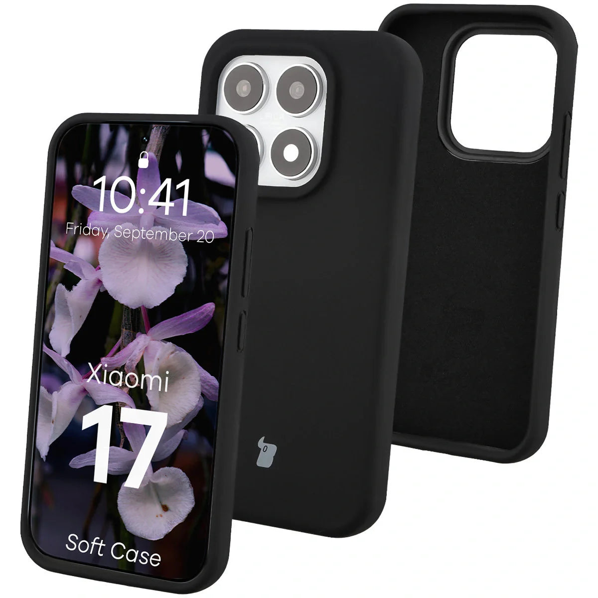 Silikon Handyhülle für Xiaomi 17, Bizon Soft Case, Schwarz