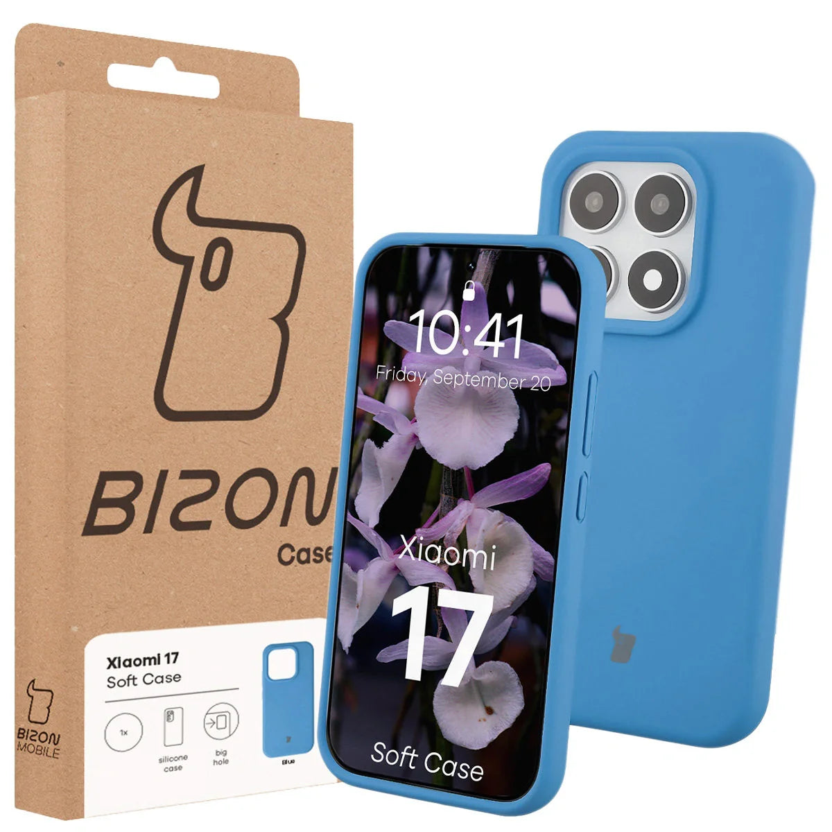 Silikon Handyhülle für Xiaomi 17, Bizon Soft Case, Blau