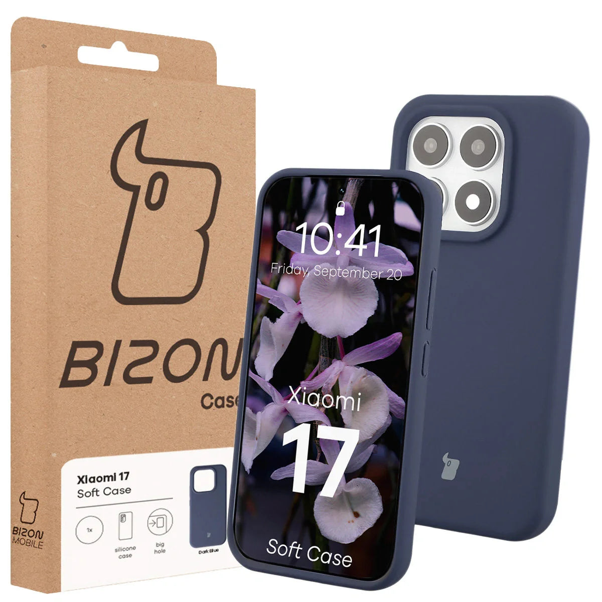 Silikon Handyhülle für Xiaomi 17, Bizon Soft Case, Dunkelblau