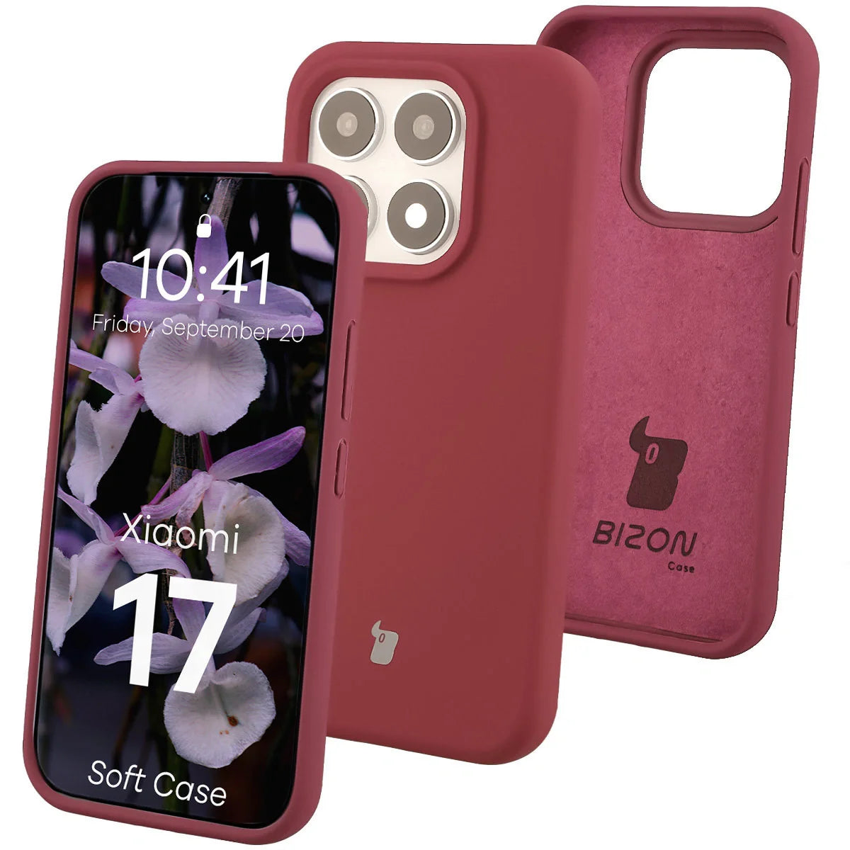 Silikon Handyhülle für Xiaomi 17, Bizon Soft Case, Pflaumenfarbe