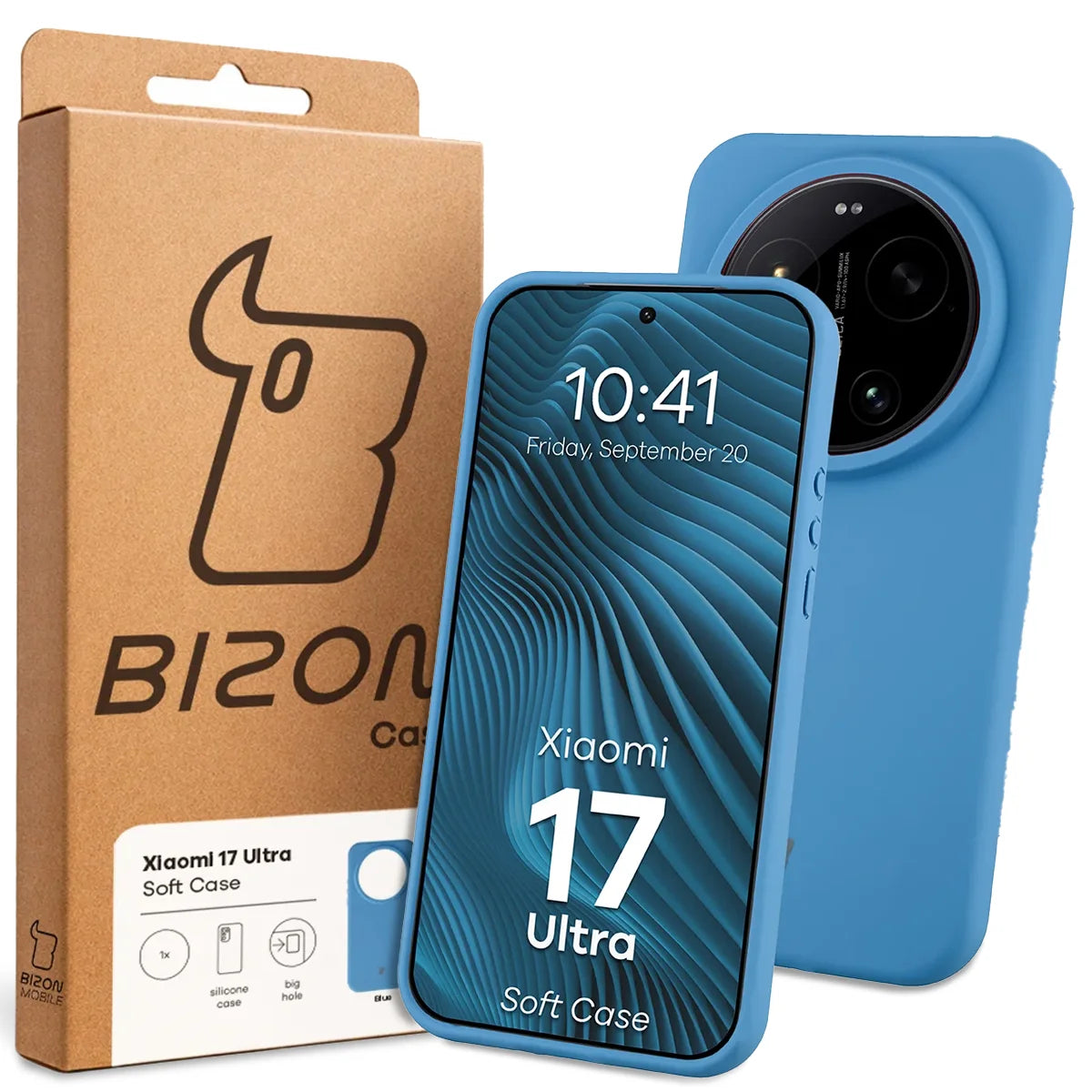 Silikon Handyhülle für Xiaomi 17 Ultra, Bizon Soft Case, Blau