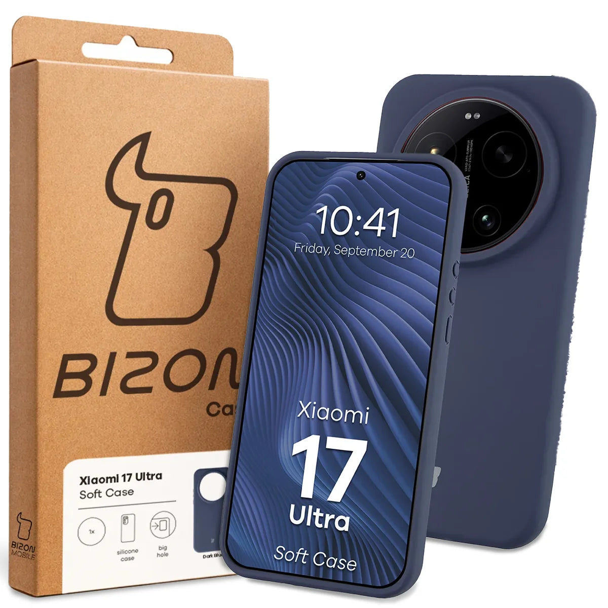 Silikon Handyhülle für Xiaomi 17 Ultra, Bizon Soft Case, Dunkelblau
