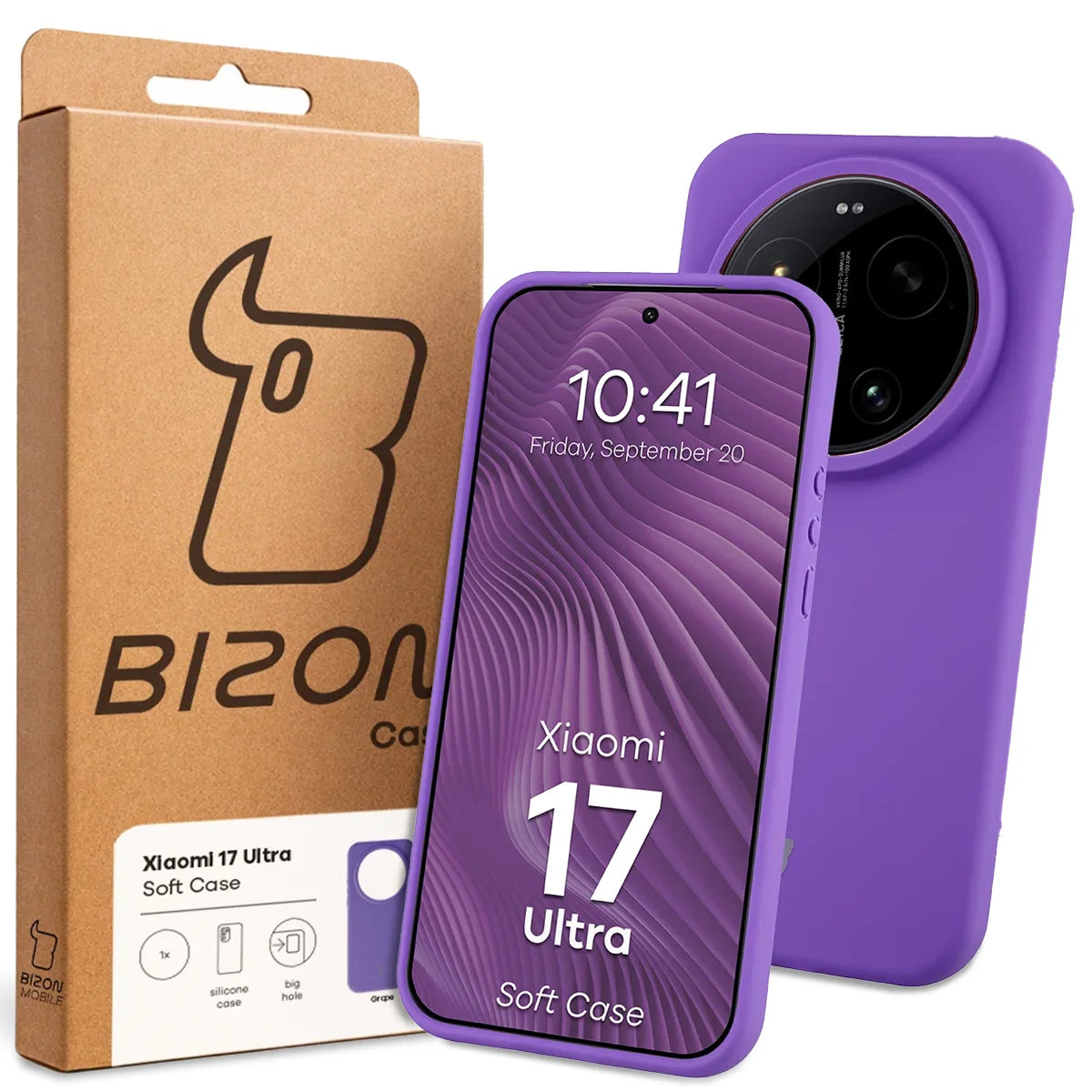 Silikon Handyhülle für Xiaomi 17 Ultra, Bizon Soft Case, Violett