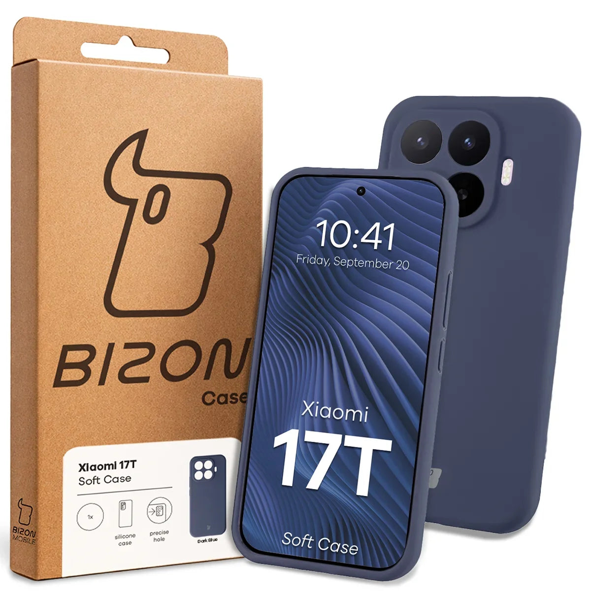Silikon Handyhülle für Xiaomi 17T, Bizon Soft Case, Dunkelblau
