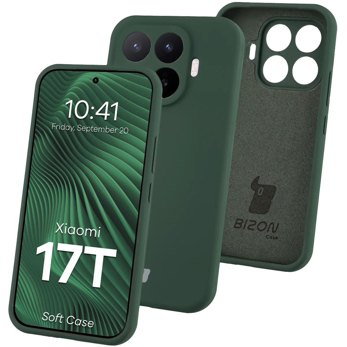 Silikon Handyhülle für Xiaomi 17T, Bizon Soft Case, Dunkelgrün