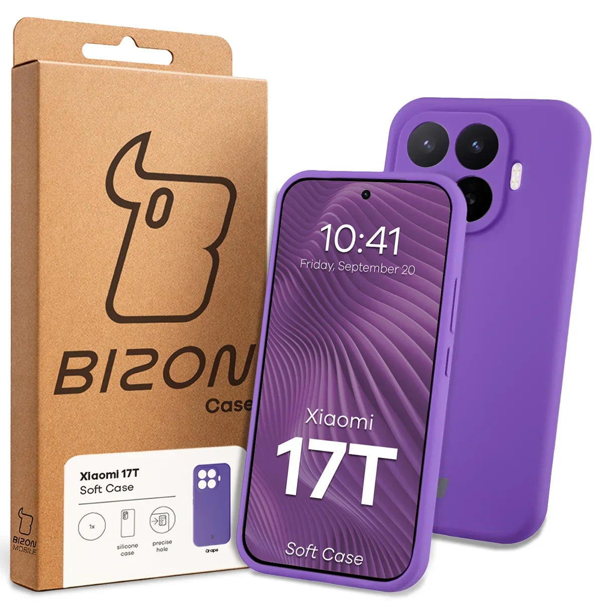 Silikon Handyhülle für Xiaomi 17T, Bizon Soft Case, Violett