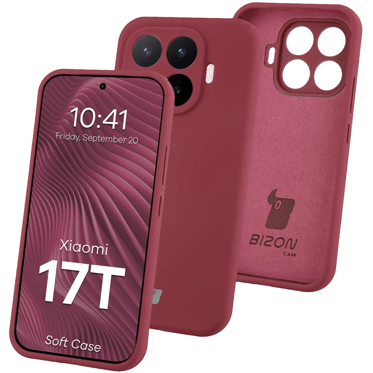 Silikon Handyhülle für Xiaomi 17T, Bizon Soft Case, Pflaumenfarbe