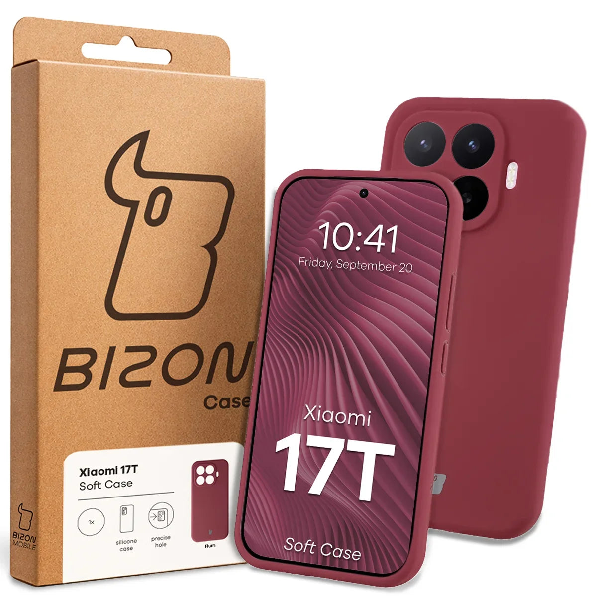 Silikon Handyhülle für Xiaomi 17T, Bizon Soft Case, Pflaumenfarbe