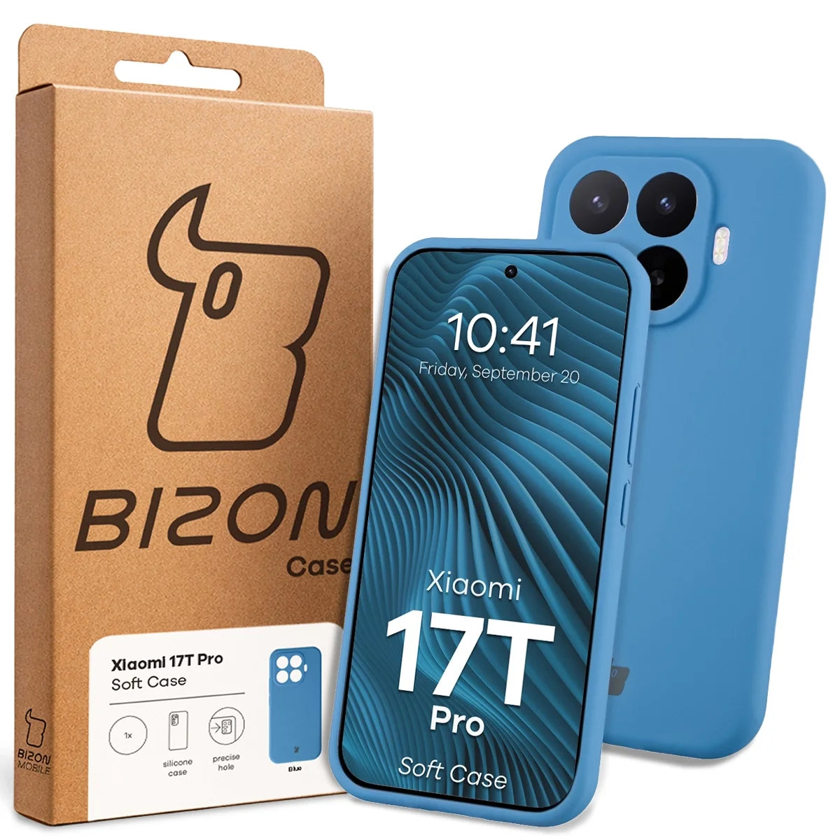 Silikon Handyhülle für Xiaomi 17T Pro, Bizon Soft Case, Blau
