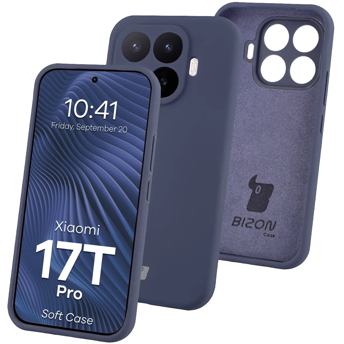 Silikon Handyhülle für Xiaomi 17T Pro, Bizon Soft Case, Dunkelblau