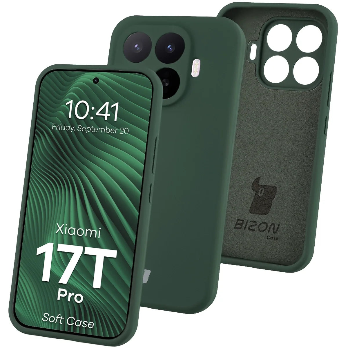 Silikon Handyhülle für Xiaomi 17T Pro, Bizon Soft Case, Dunkelgrün
