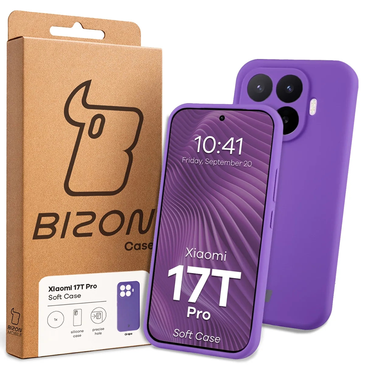 Silikon Handyhülle für Xiaomi 17T Pro, Bizon Soft Case, Violett
