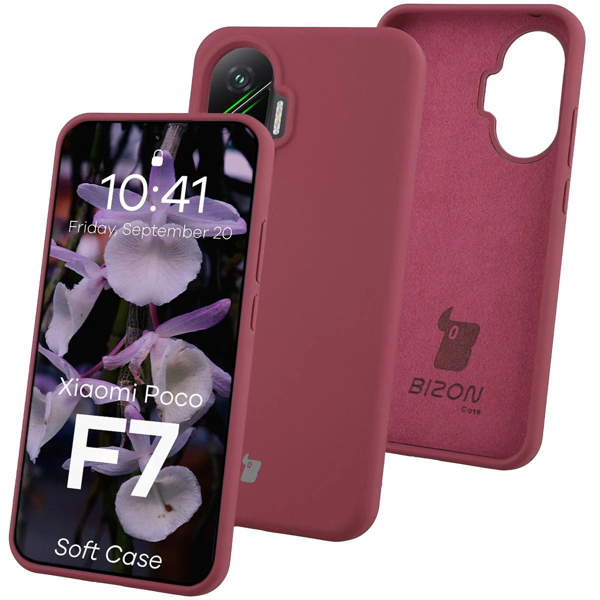 Silikon Handyhülle für Xiaomi POCO F7, Bizon Soft Case, Pflaumenfarbe