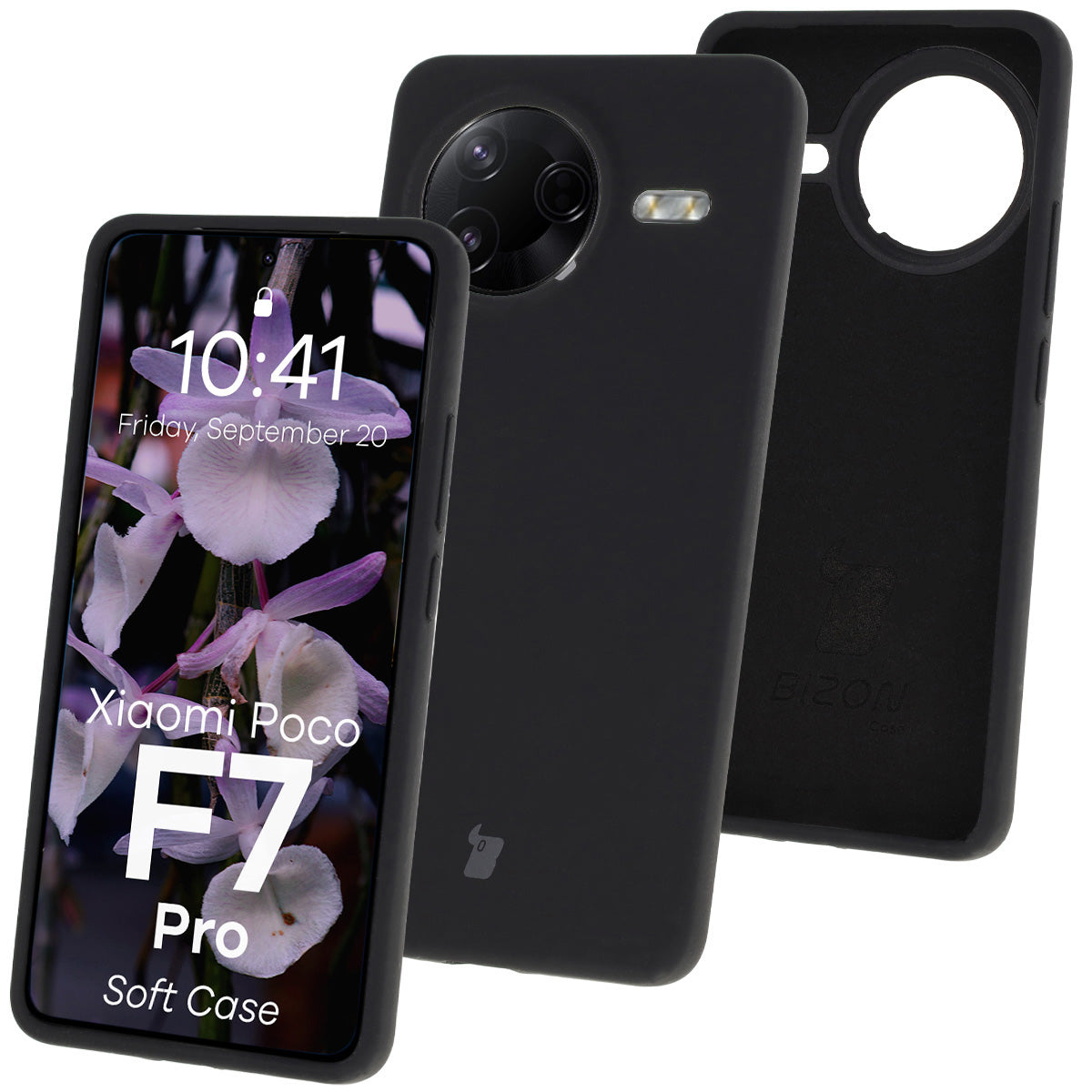 Silikon Handyhülle für Xiaomi POCO F7 Pro, Bizon Soft Case, Schwarz