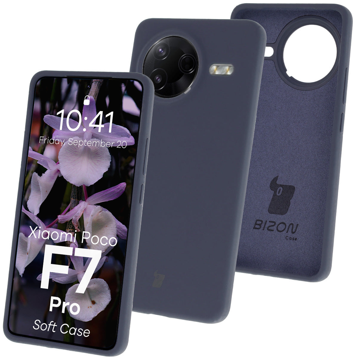 Silikon Handyhülle für Xiaomi POCO F7 Pro, Bizon Soft Case, Dunkelblau