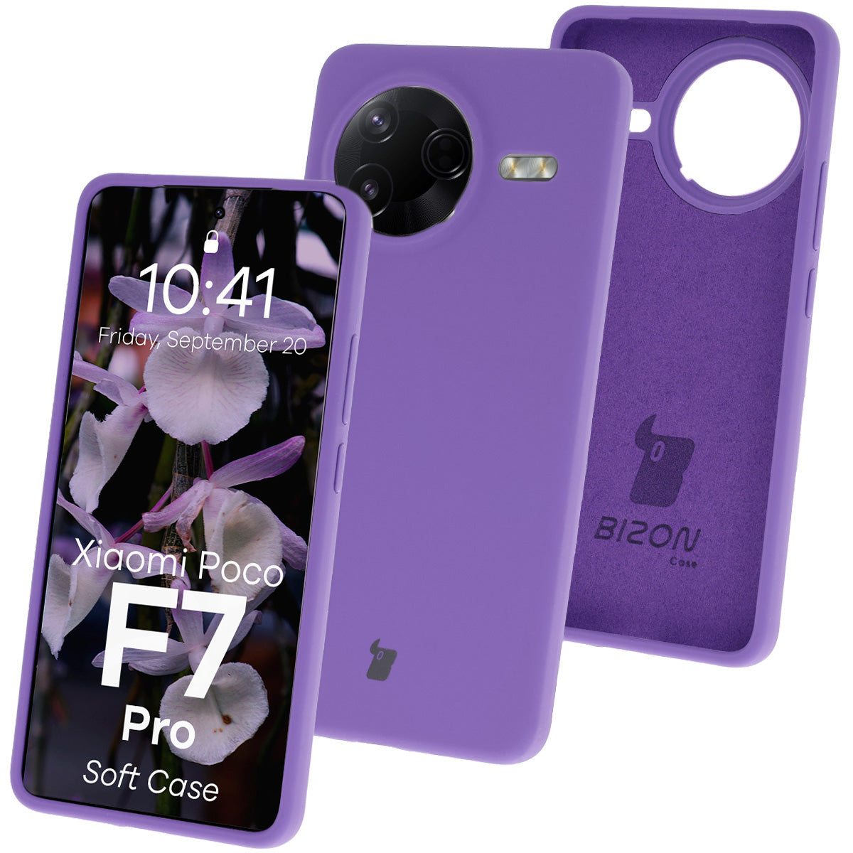 Silikon Handyhülle für Xiaomi POCO F7 Pro, Bizon Soft Case, Violett