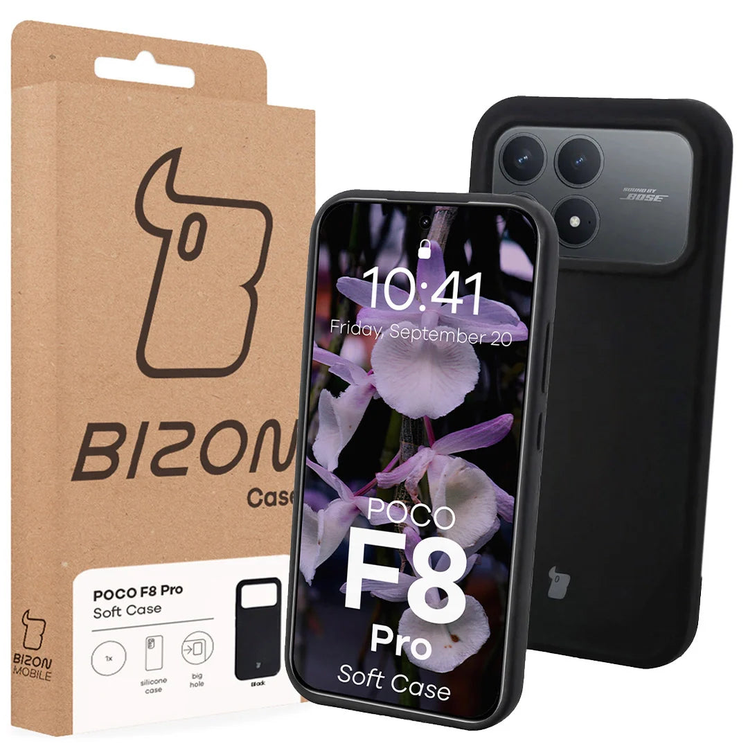 Silikon Handyhülle für Xiaomi POCO F8 Pro, Bizon Soft Case, Schwarz