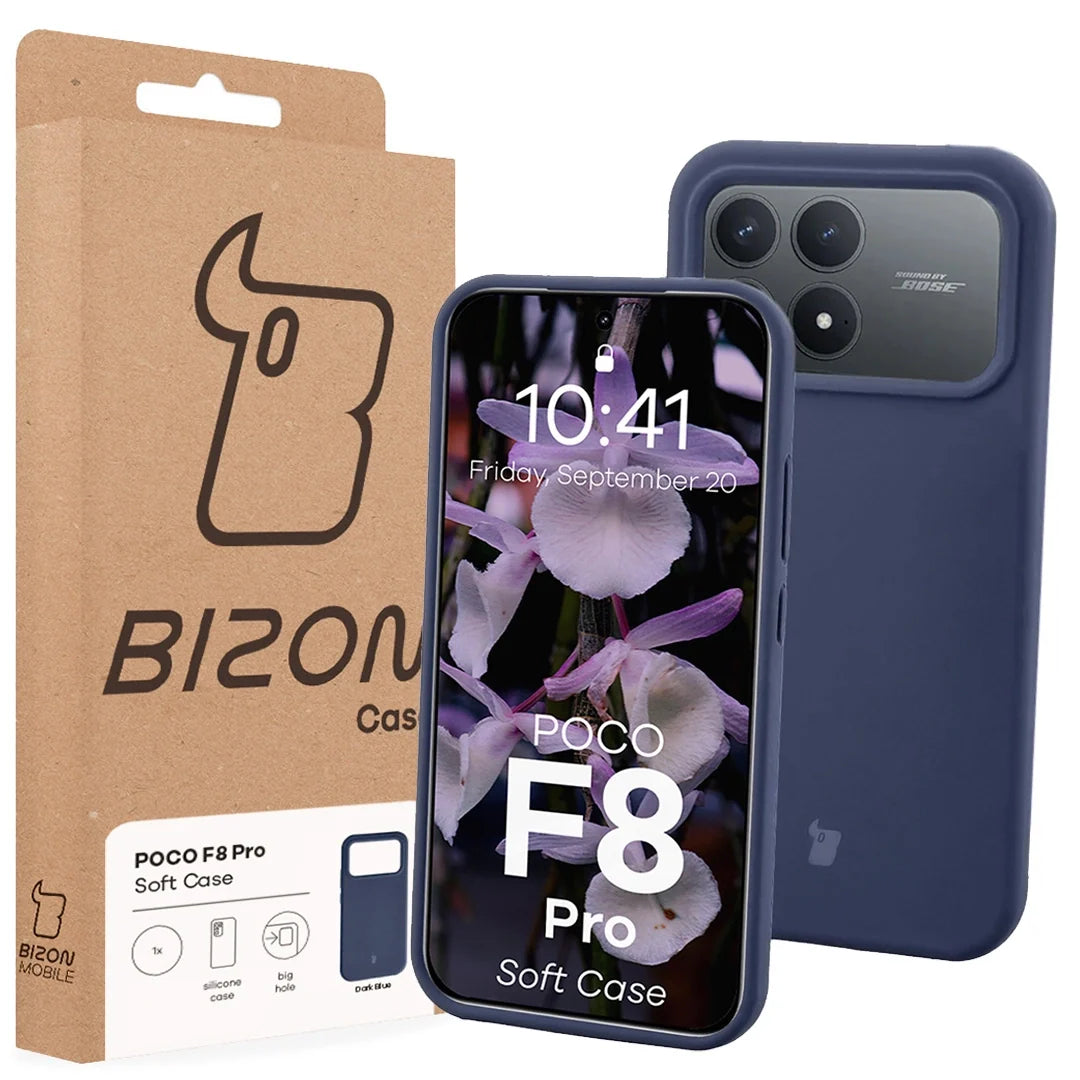 Silikon Handyhülle für Xiaomi POCO F8 Pro, Bizon Soft Case, Dunkelblau