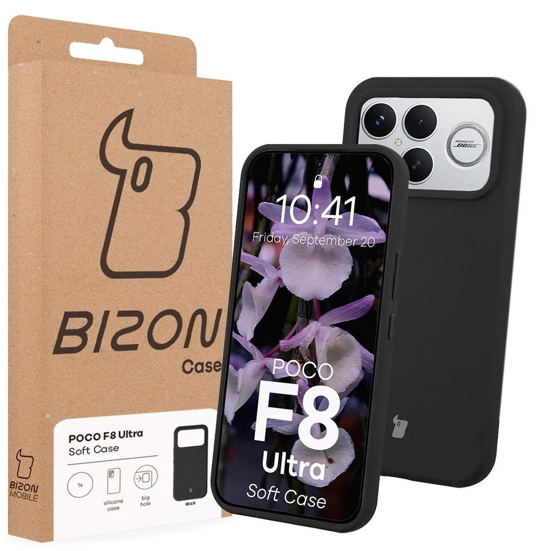 Silikon Handyhülle für Xiaomi POCO F8 Ultra, Bizon Soft Case, Schwarz