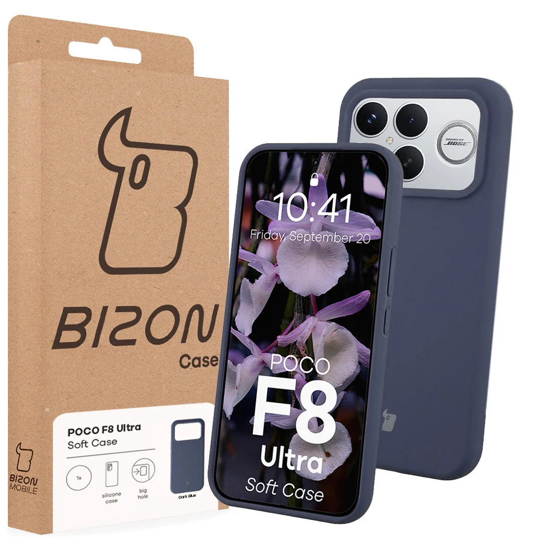 Silikon Handyhülle für Xiaomi POCO F8 Ultra, Bizon Soft Case, Dunkelblau