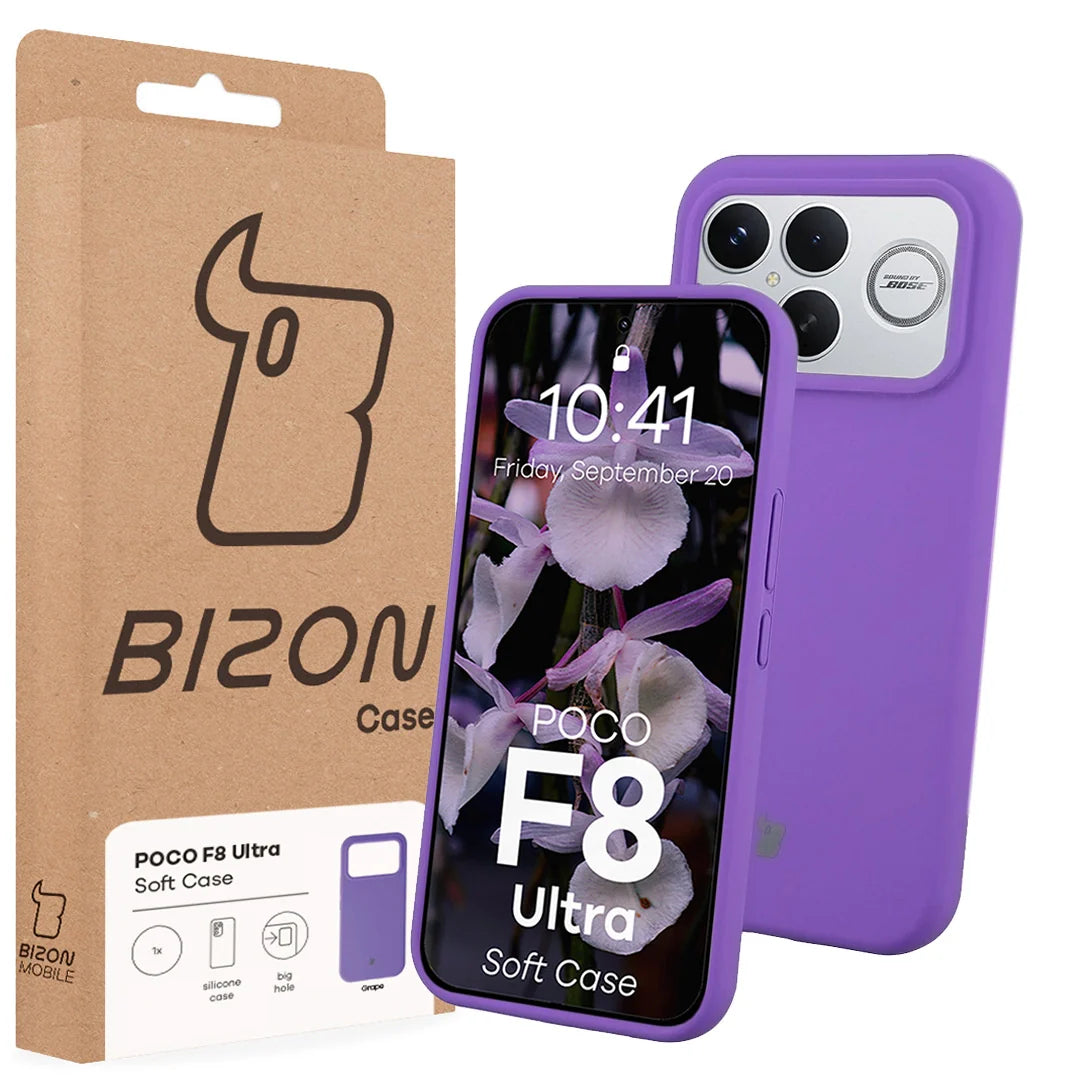 Silikon Handyhülle für Xiaomi POCO F8 Ultra, Bizon Soft Case, Violett