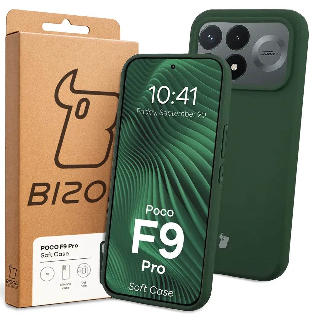 Silikon Handyhülle für Xiaomi POCO F9 Pro, Bizon Soft Case, Dunkelgrün (7/7)