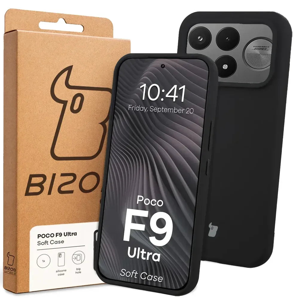 Silikon Handyhülle für Xiaomi POCO F9 Ultra, Bizon Soft Case, Schwarz (7/7)