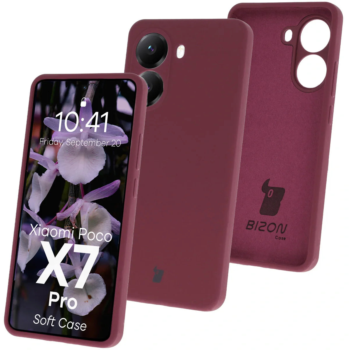 Silikon Handyhülle für Xiaomi POCO X7 Pro, Bizon Soft Case, Pflaumenfarbe