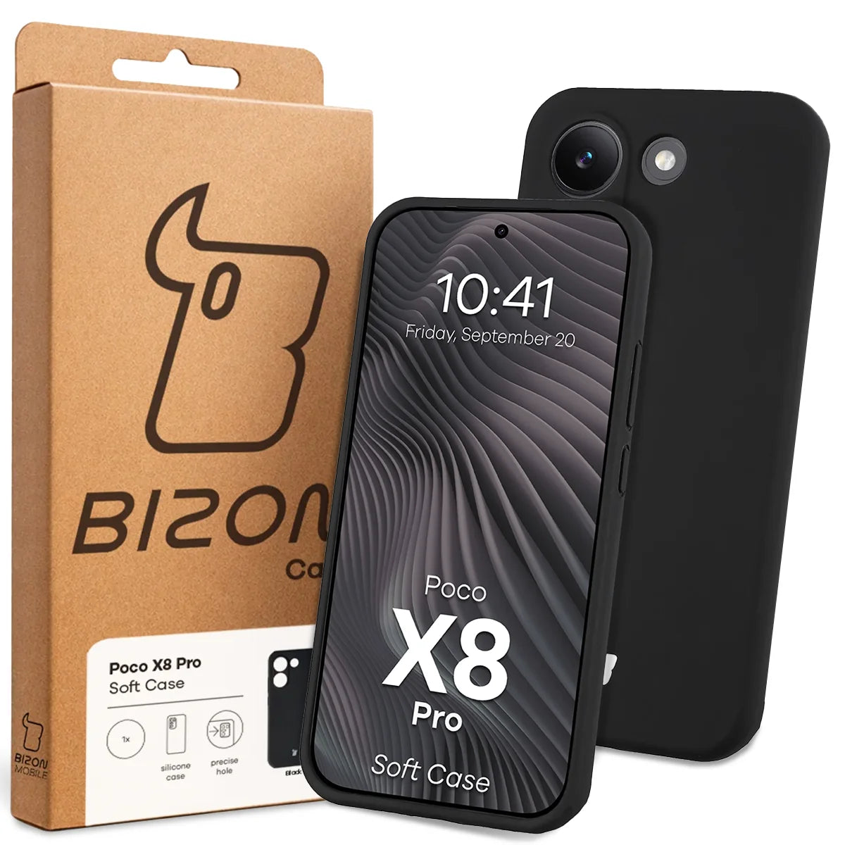 Silikon Handyhülle für Xiaomi POCO X8 Pro, Bizon Soft Case, Schwarz