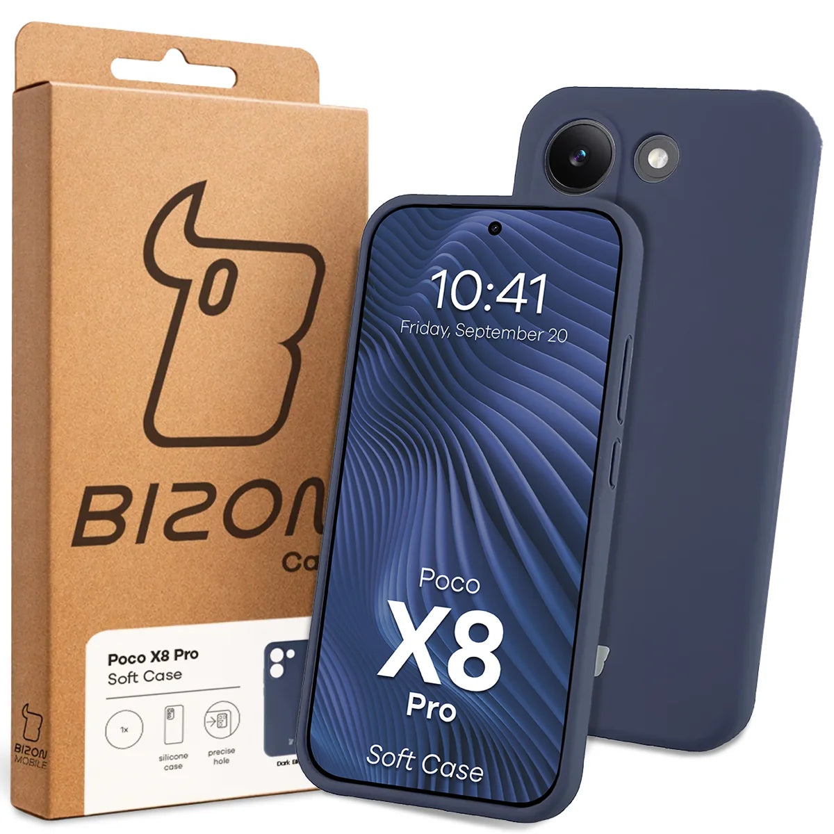 Silikon Handyhülle für Xiaomi POCO X8 Pro, Bizon Soft Case, Dunkelblau